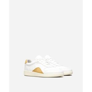 Everlane Womens $130 White / Mustard The ReLeather® Court Sneaker Size F8 M6